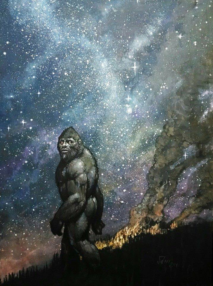 sasquatch walking at night